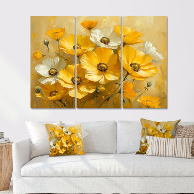 Yellow White Buttercup Grace Flowers I " Yellow White Buttercup Grace Flowers I " 3 - Pieces