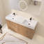 Meuble-lavabo double 60 po avec plateau en résine, armoire de salle de bain autoportante avec 4 portes à fermeture douce 60 po