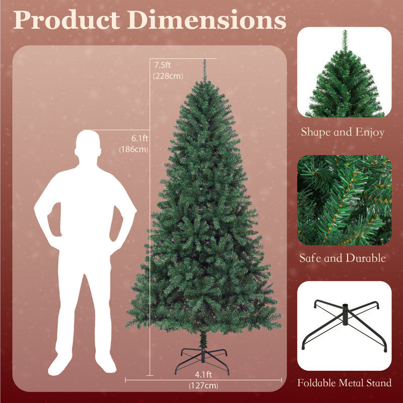 Arbre de Noël artificiel à installation facile Ct - support inclus, Poteau d'angle H 9 pi