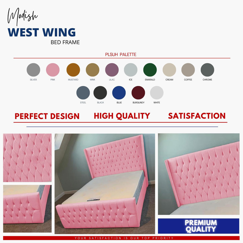 Dothan Upholstered Bed, Single (3'), Pink