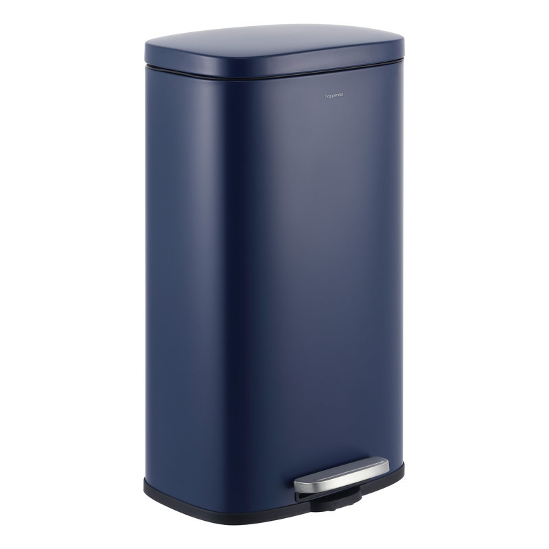 Denim Blue Stainless Steel 8-Gallon Step Trash Can