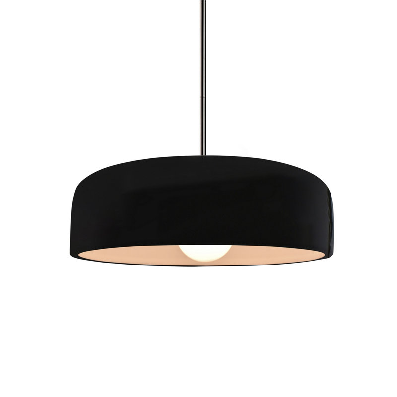 Radiance - Luminaire suspendu 1 lumière Spire - Noir brillant - Nickel brossé - l 10 po x H 3,75 po - Ampoule remplaçable - Tige rigide
