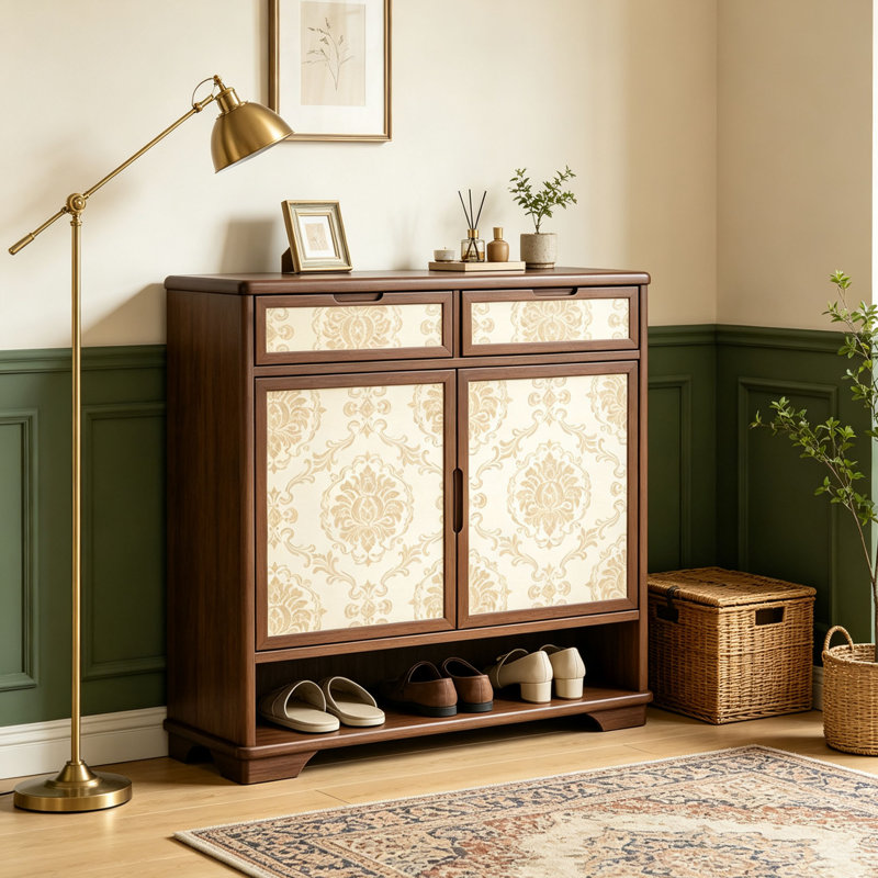 Armoire à chaussures exquise de style américain, H 35,43 po x l 47,24 po x P 15,75 po