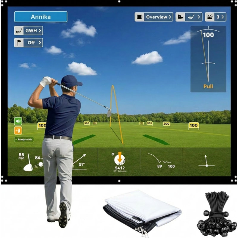 Écran d'impact pour simulateur de golf 9 pi x 7 pi ZEALFEEL avec 14 œillets et 10 cordes élastiques
