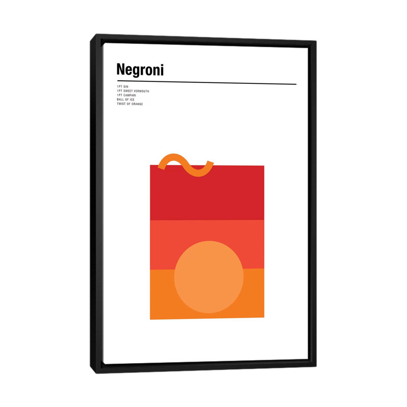 «Negroni», impression sur toile, H 26 po x l 18 po x P 1,5 po, Toile avec cadre noir, Pas de tapis