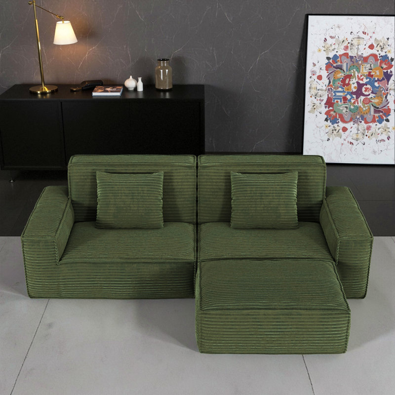 Grand canapé à rayures 106,3 pouces, style moderne, meubles de salon et de chambre à coucher, Vert