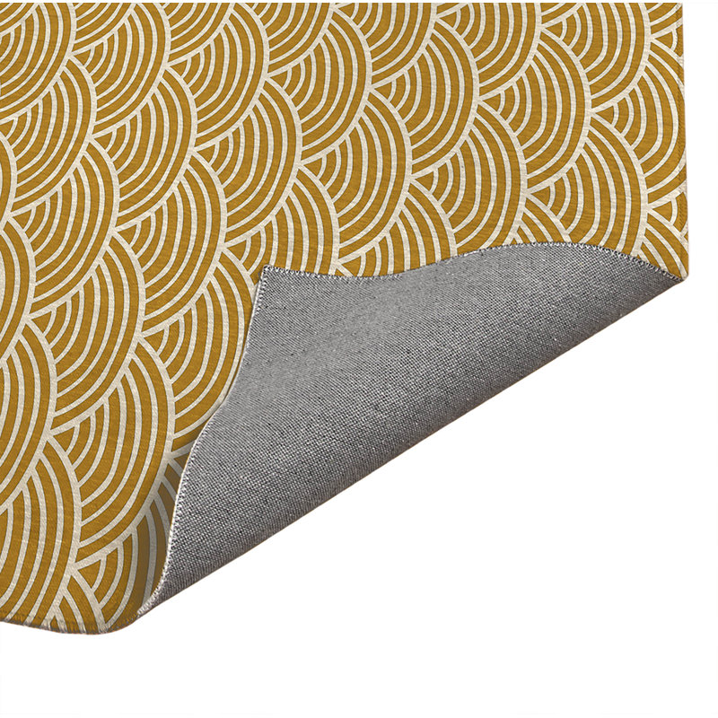 Tapis de cuisine Layered Arch Wave, Rectangle 2' x 3', Golden Ochre Geometric