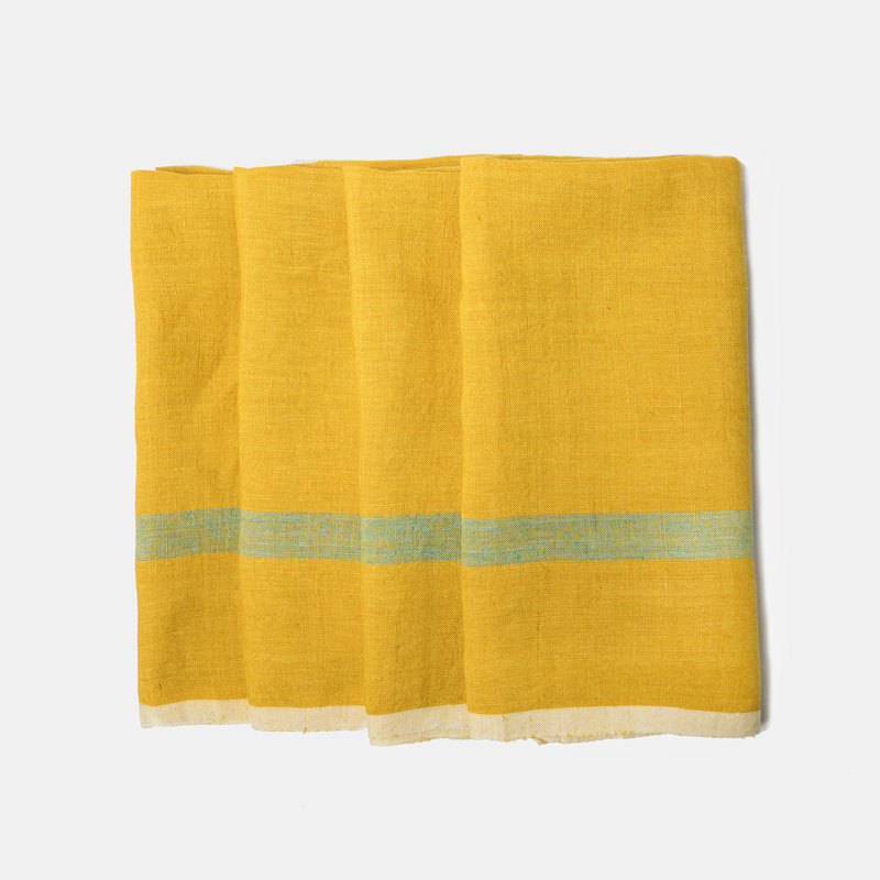 Laundered Linen Square, Lime/Aqua
