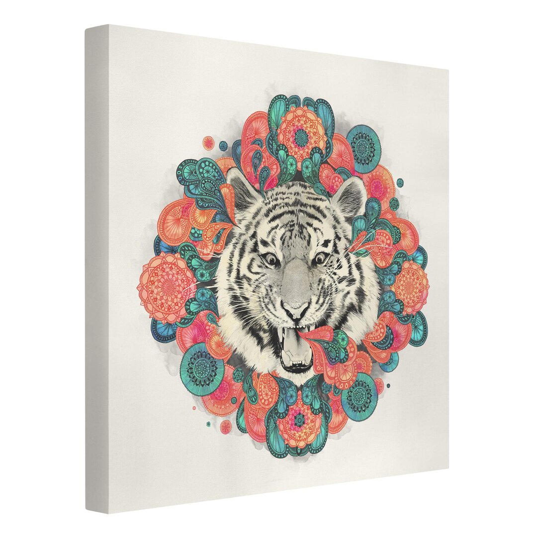 Leinwandbild Illustration Tiger Zeichnung Mandala Paisley