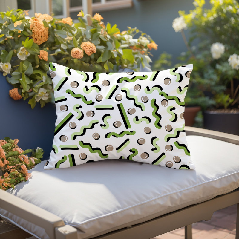 Coussin lombaire intérieur / extérieur Voxa, Rectangle H 18 po x l 25 po, Chartreuse