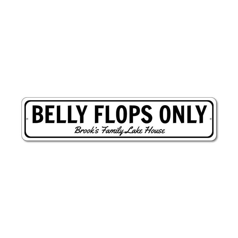 Enseigne Belly Flops Only, H 4 po x l 18 po x P 0,04 po