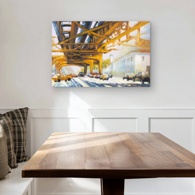 Trafic under the bridge | Contemporary Building Metal Print