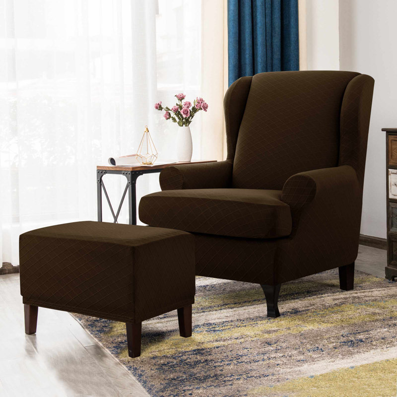 T-Cushion Wingback Slipcover, Chocolate