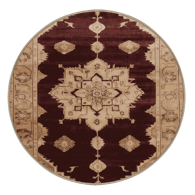 Tapis brun lavable à la machine, Rond 4 pi