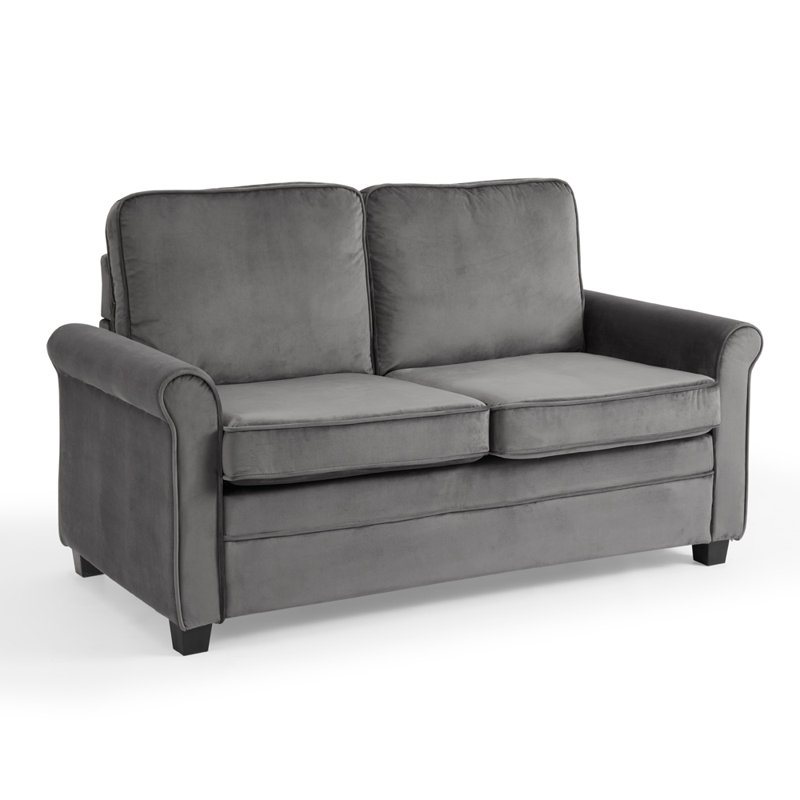 Aletra 2 Seater Sofa Bed, Velvet, Grey