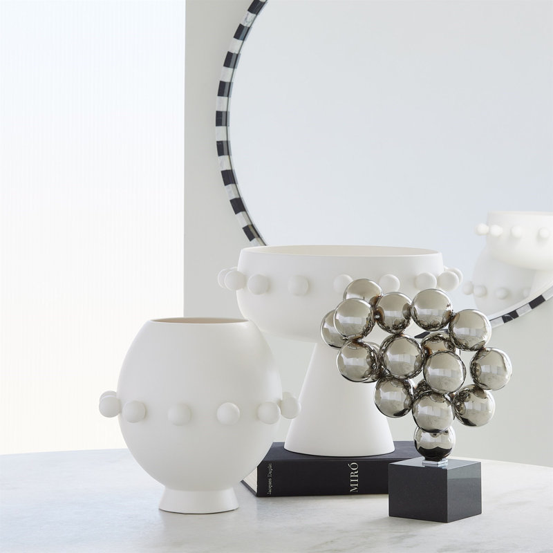 Spheres Collection Footed Bowl-Ivory, Ivory