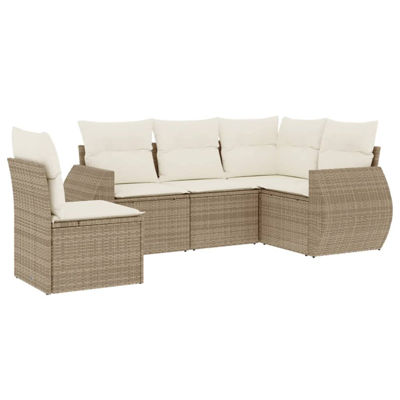  Ensemble de canapé de jardin beige, blanc crème, Blanc, crème, Beige