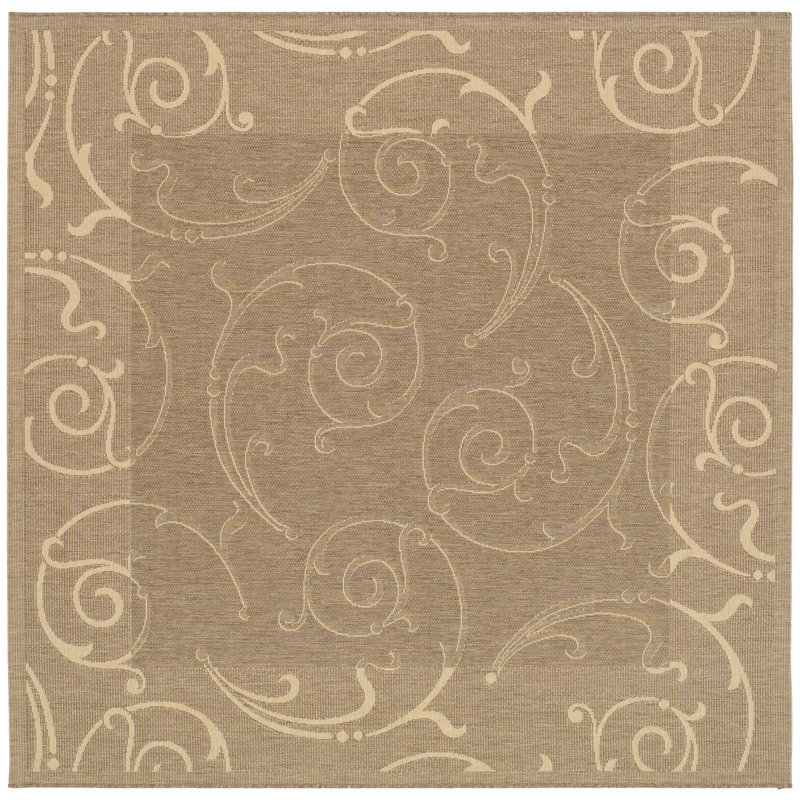 Tapis d'intérieur / extérieur brun / taupe Darryl-James, Carré 6 pi 7 po