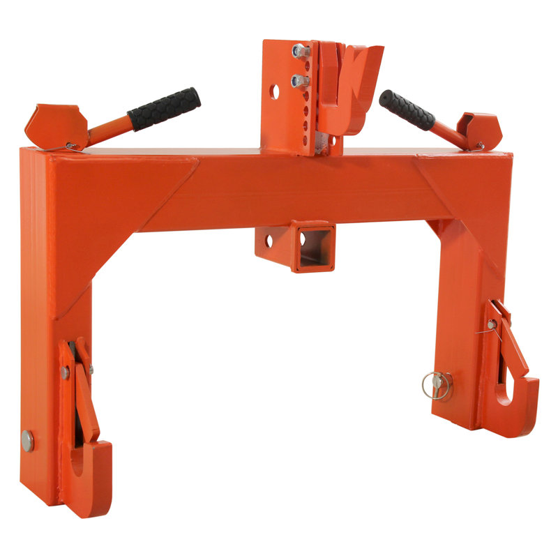 Attelage rapide 3 points, catégorie 1, capacité de levage de 3000 lb, attelage rapide de 27,5 po entre les bras inférieurs, ajustement de niveau de 14,5 po à 17,5 po, adaptateur d'attelage rapide aux tracteurs de catégorie 1 et 2