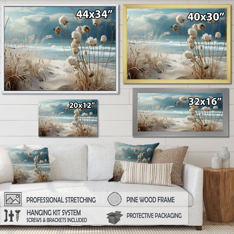 Blauvelt Beach Winter Reverie I, reproduction d'art sur toile, H 12 po x l 20 po x P 1 po, Cadre flottant doré