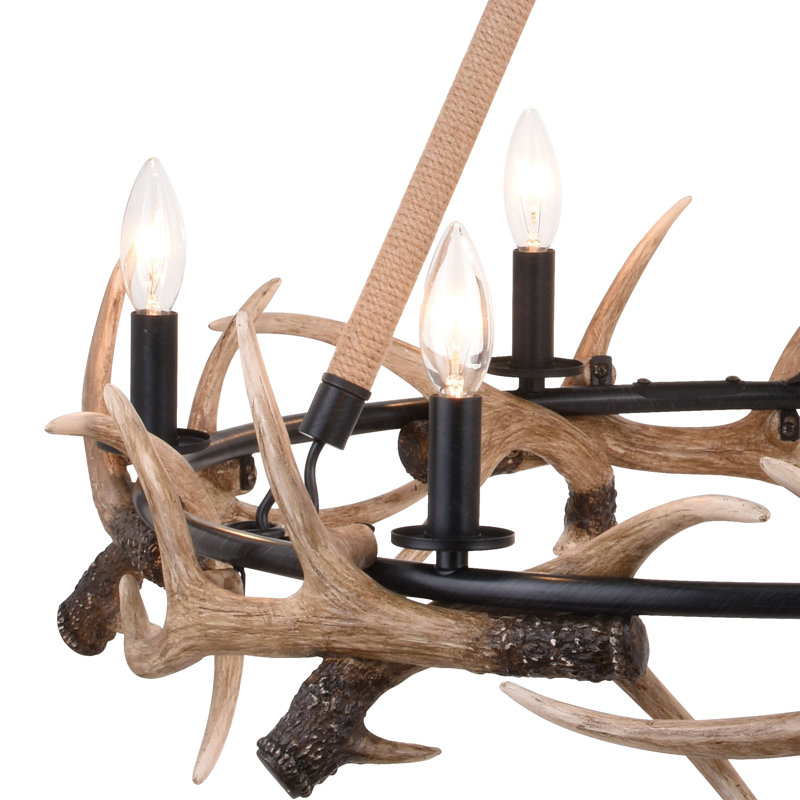 Lustre unique en forme de roue de chariot à 6 lumières Biergh