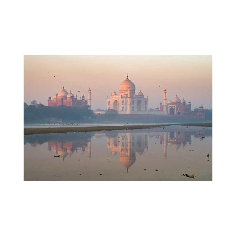Taj Mahal At Dawn Reflected In The River, India by Matteo Colombo - No Frame Gallery-Wrapped Canvas Giclée on Canvas