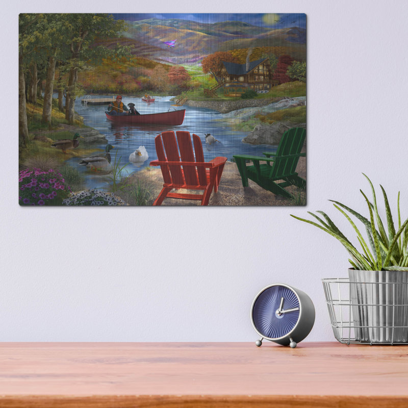«Lake Life» par Bigelow, illustrations en métal, H 12 po x l 16 po