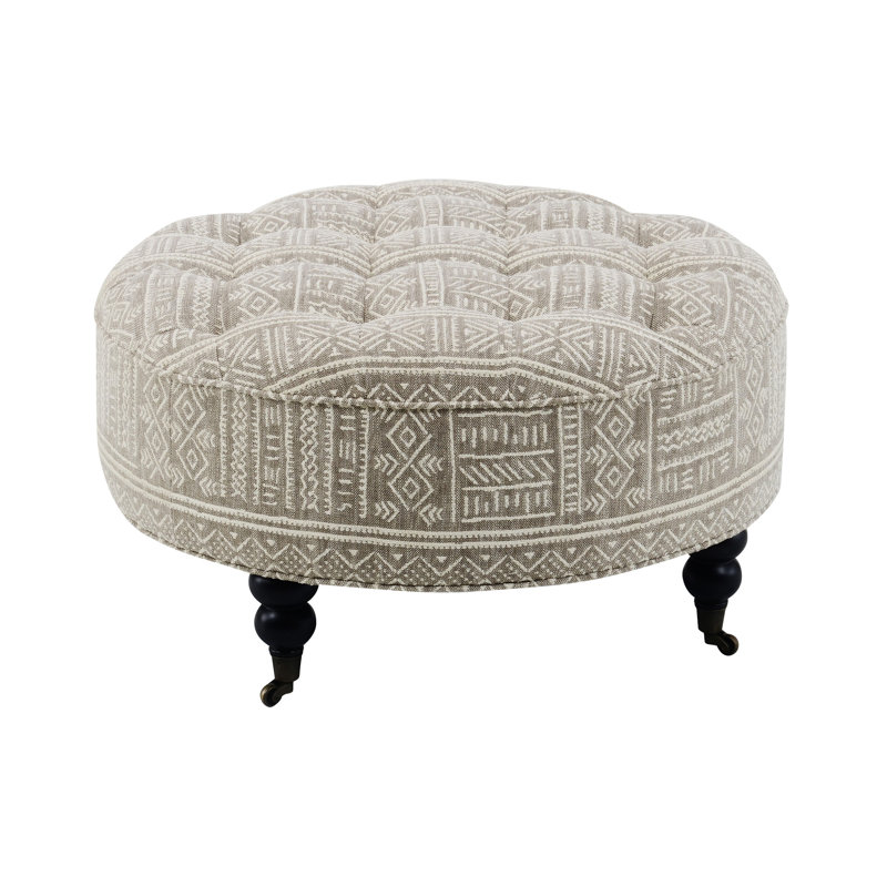 Upendo Pattern Fabric Ottoman W/Casters
