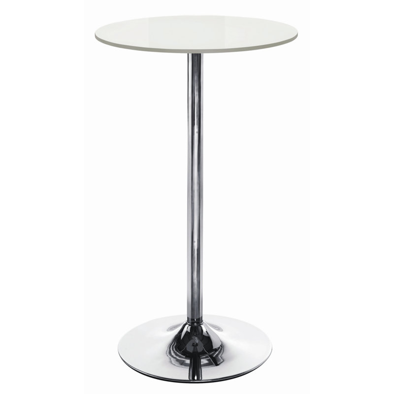 Astral Round Metal Base Dining Table, High Gloss White