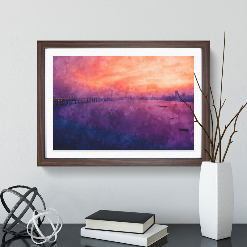 Xinghai Bridge in China - Picture Frame Painting Print, 40cm H x 60cm W x 2cm D, Walnut Framed