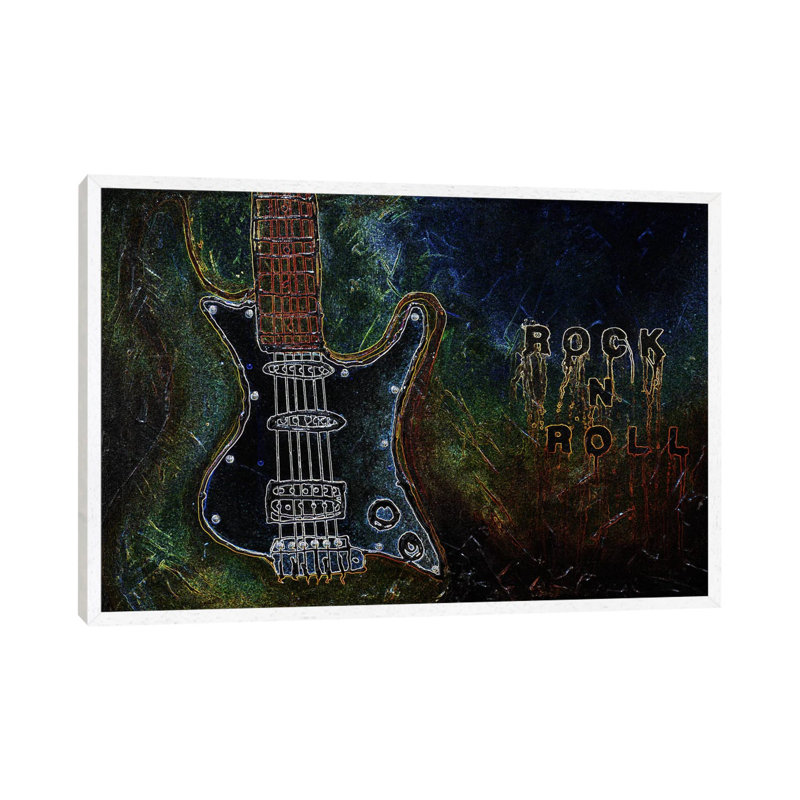 Rockn Roll #1 by Heather Offord - Painting on Canvas, 66.04 cm H x 45.72 cm W, White Framed