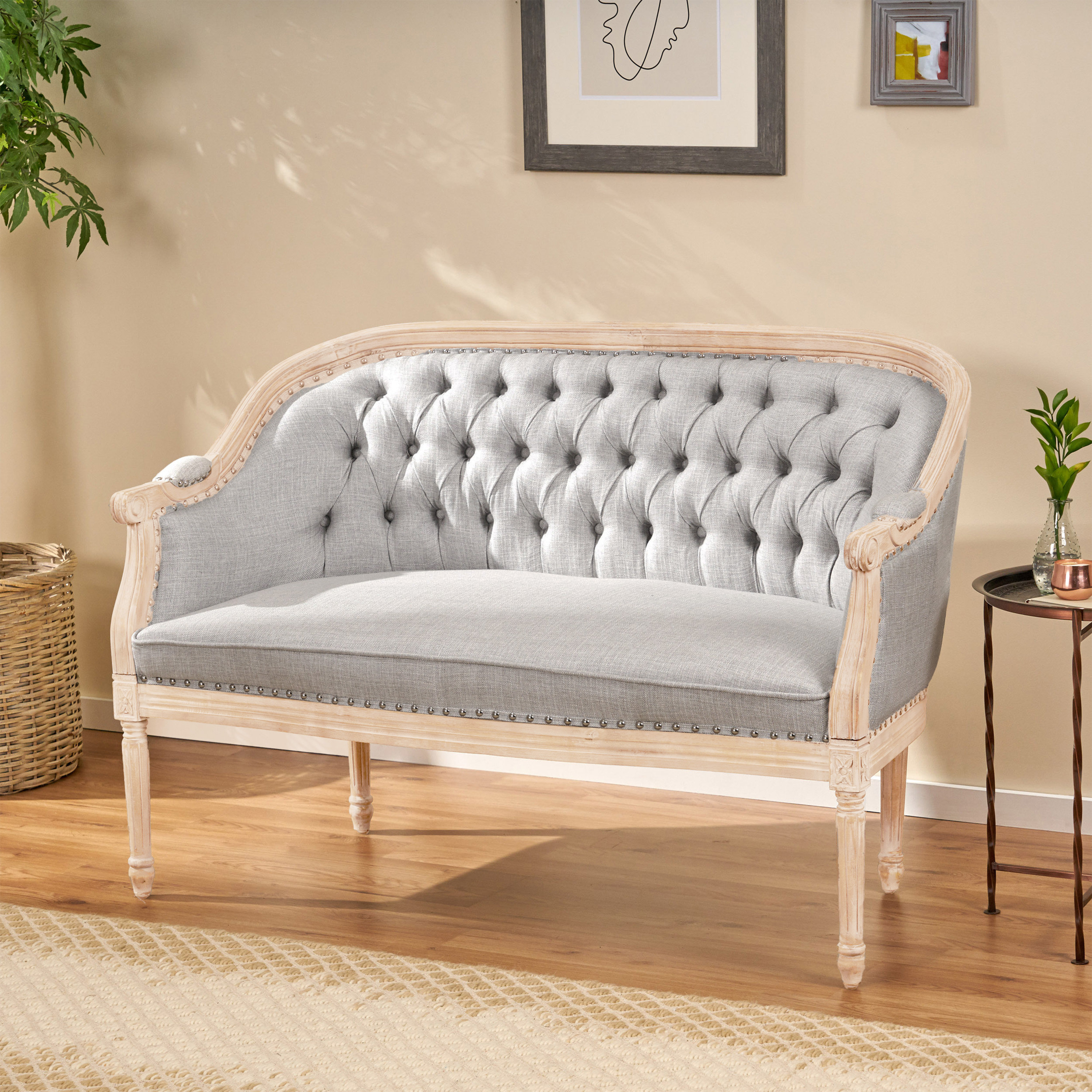 August Grove® Atenea 49.5'' Upholstered & Birch Wood Loveseat & Reviews | Wayfair