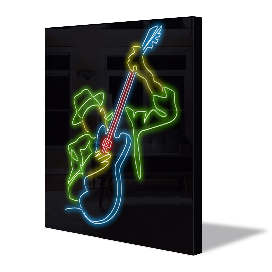 Neon Sign Giutarist Wall Décor