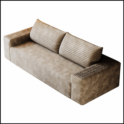 63-Inch Corduroy Fabric Loveseat Sofa, Deep Seat Comfort, No Assembly Required,  For Living Room And Bedroom