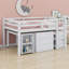 Lit mezzanine bas avec tiroirs, tablettes et bureau portatif à roulettes-529813394