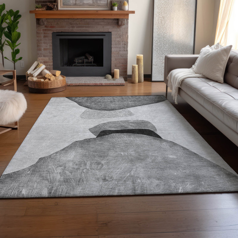 Premium Machine Washable Cerrito Amf547 Gray Rug, Rectangle 2'6" x 3'10"