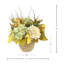 Arrangement d'automne avec hortensias et chardon dans un pot enveloppé de corde