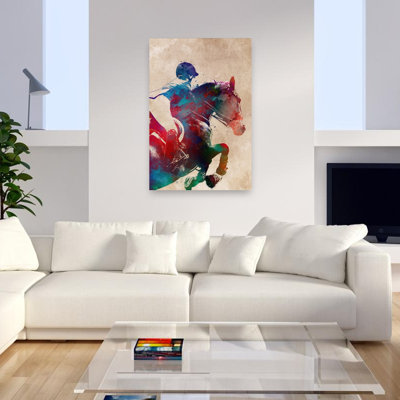 Aquarelle, cheval sautant d'art contemporain