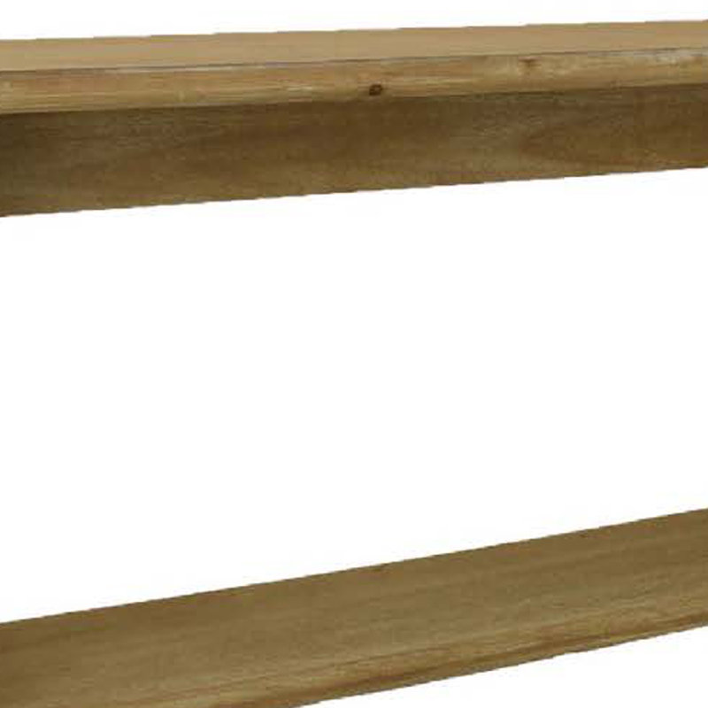 Console Table, Long Rectangular Top, 1 Shelf, 71 Inch Light Brown Wood