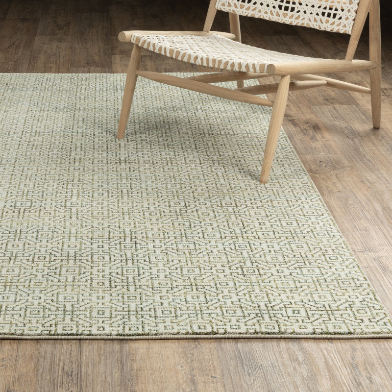 Tapis ivoire / vert Amot, Ivory/ Green, Rectangle 5'3" x 7'3"