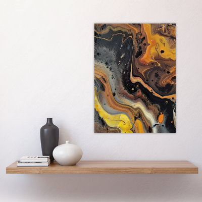 Liquid Paint Gold Abstract Painting Wall Art Print