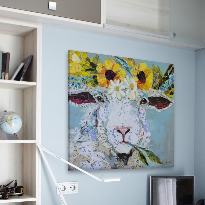 « floral moutons ii », reproduction sur toile, H 18 po x l 18 po x P 1,5 po
