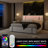 Barbuto PU Low Profile Storage Bed Frame with Lighted Headboard, USB Ports and 2 Drawers-1547586268-1546373801