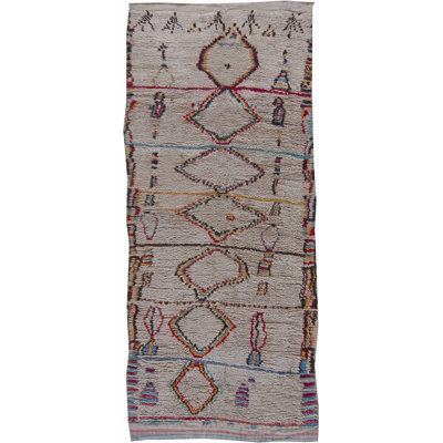 Vintage One-of-a-Kind Runner 4' X 9'2" 1950s Runner Wool Area Rug in