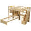 Lit mezzanine avec bureau intégré et escalier, avec compartiments de rangement et tablettes-129185514