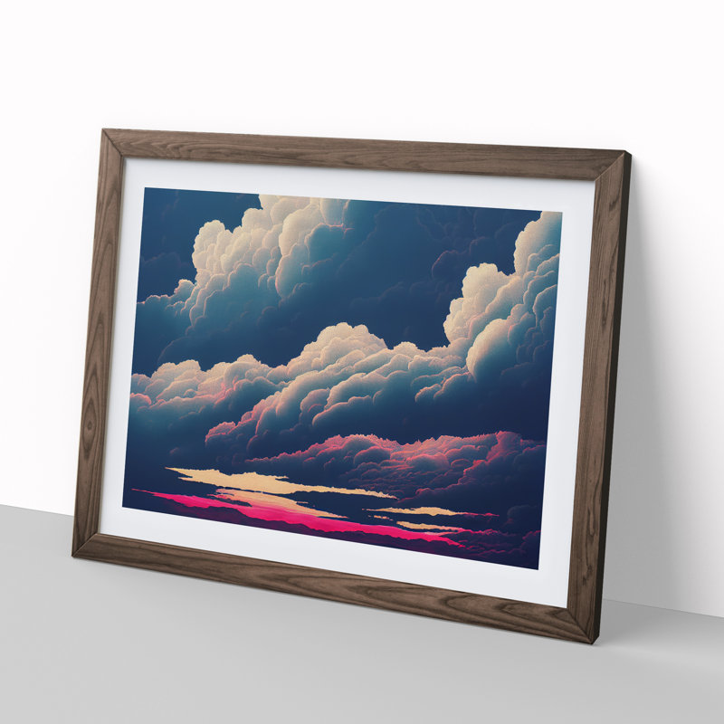 Gentle Clouds - Single Picture Frame Print, Walnut Framed, 25cm H x 34cm W x 2cm D
