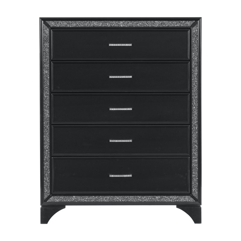 Commode 5 tiroirs Margolf, Noir perle