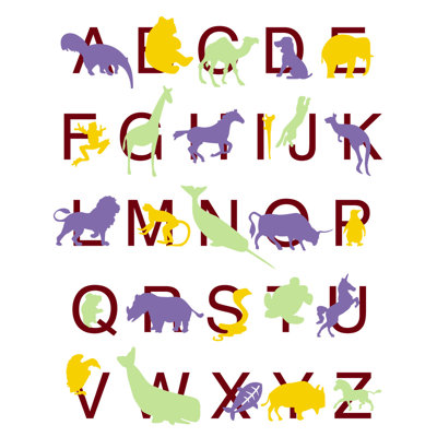 Décalcomanie murale alphabet animal
