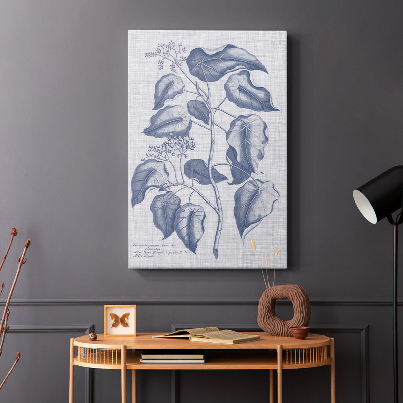 Marine et lin botanique - Cavas enveloppés de galerie, H 18 po x l 12 po