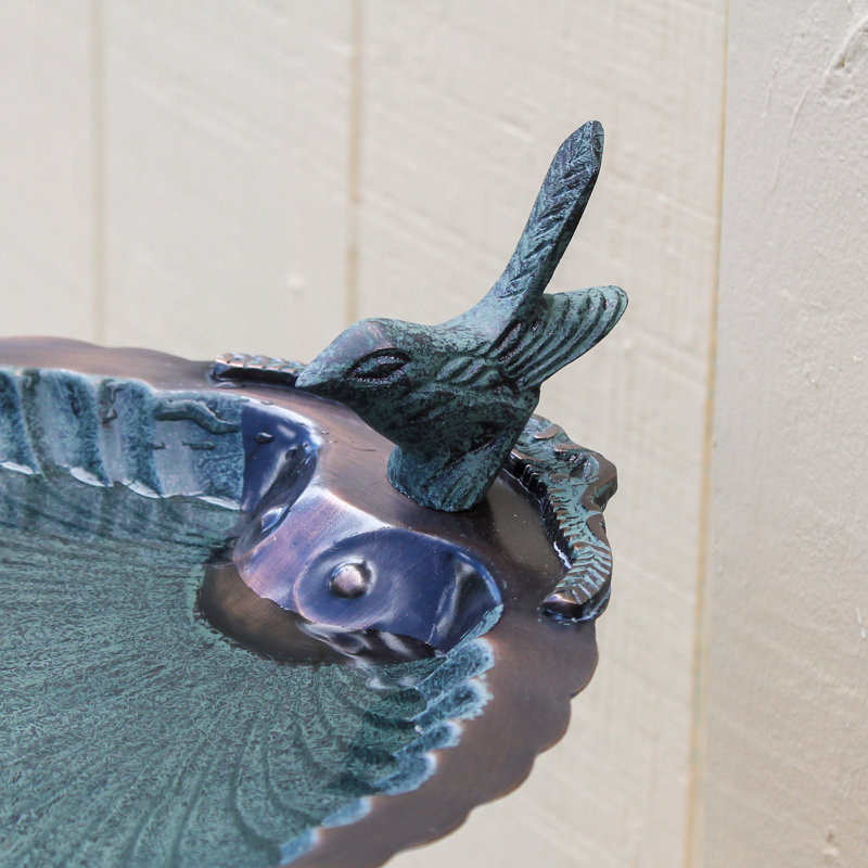 Scallop Shell Birdbath with Wall Mount Bracket
